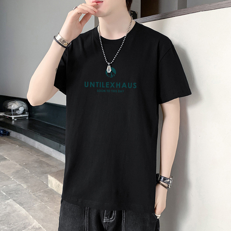 2023 New Summer Men's Short-Sleeved T-shirt Men's Cotton Loose Half-Sleeved T-shirt Summer Top Short T Bottoming Shirt Men