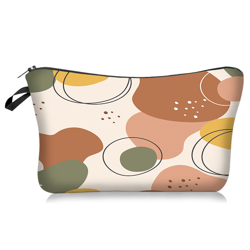 Cross-Border New Arrival Geometric Pattern Irregular Pattern Series Cosmetic Graffiti Style Bag Handheld Storage Wash Bag Lazy Portable Travel Bag