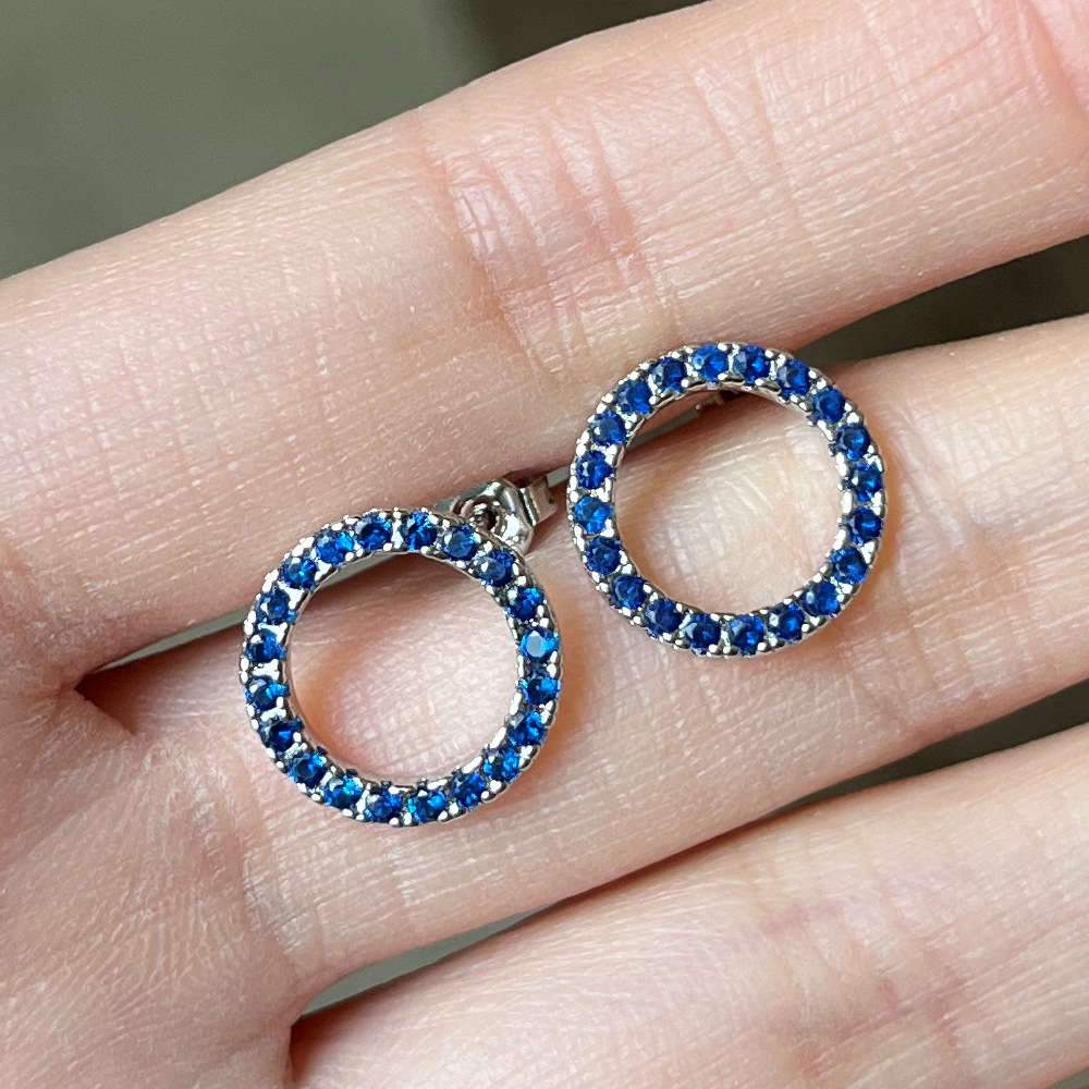 Cao Shi Korean Style Ins Frosty Style Earrings Dignified Hollow Circle Zircon Ear Studs Fashion and Fully-Jewelled Earrings Hot Sale
