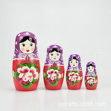 俄罗斯嵌套娃娃,4个传统俄罗斯花姑娘套娃节日礼物儿童玩具