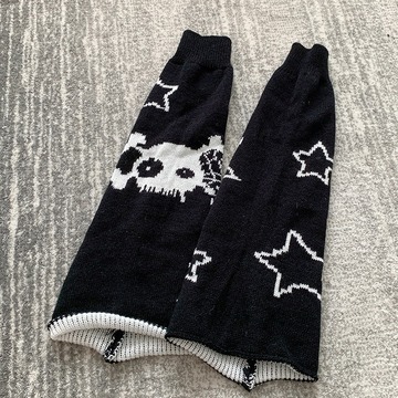 新款喇叭阔腿袜套秋冬季辣妹爱心针织腿套护腿保暖正反两穿堆堆袜