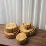 越南秋藤编杯垫套装 茶垫杯托茶道茶具 铁壶隔热垫养壶垫紫砂壶