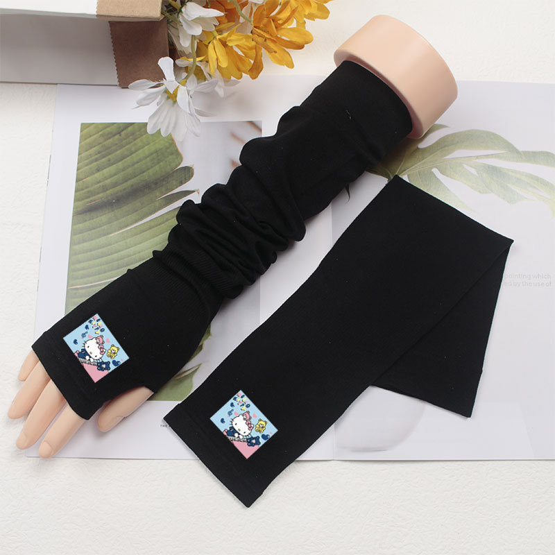 Solid Color Printing Kitten Ice Sleeve Sun Protection Oversleeve Ice Silk UV Protection Outdoor Cycling and Driving Can Do Logo Wholesale