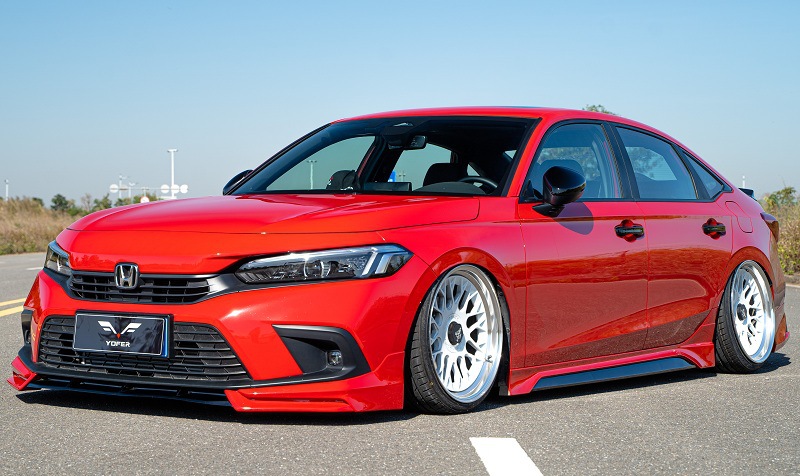 适用本田11代思域civic改装大小包围前唇后唇领航灯侧裙尾翼前铲