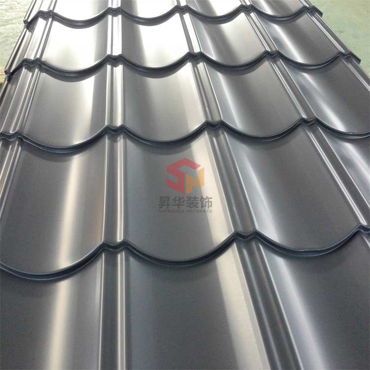 文化长廊 凉亭红色彩钢琉璃瓦 竹节瓦765型 屋脊瓦翘角