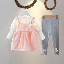 春季女孩卡通连衣裙小童长袖女童0-1-2-3岁女宝宝6个月韩版婴儿