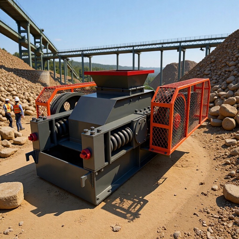 小型对辊破碎机矿山机械石灰石煤炭块煤齿双辊式粉碎机石头制砂机