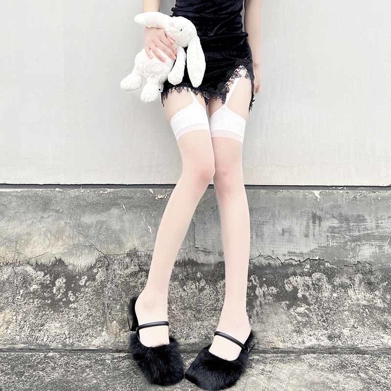 Black Camisole One-Piece Stockings Hot Girl Lace Knee Socks Slimming Pantyhose Hold-Ups Sexy Black Silk Ins Fashion