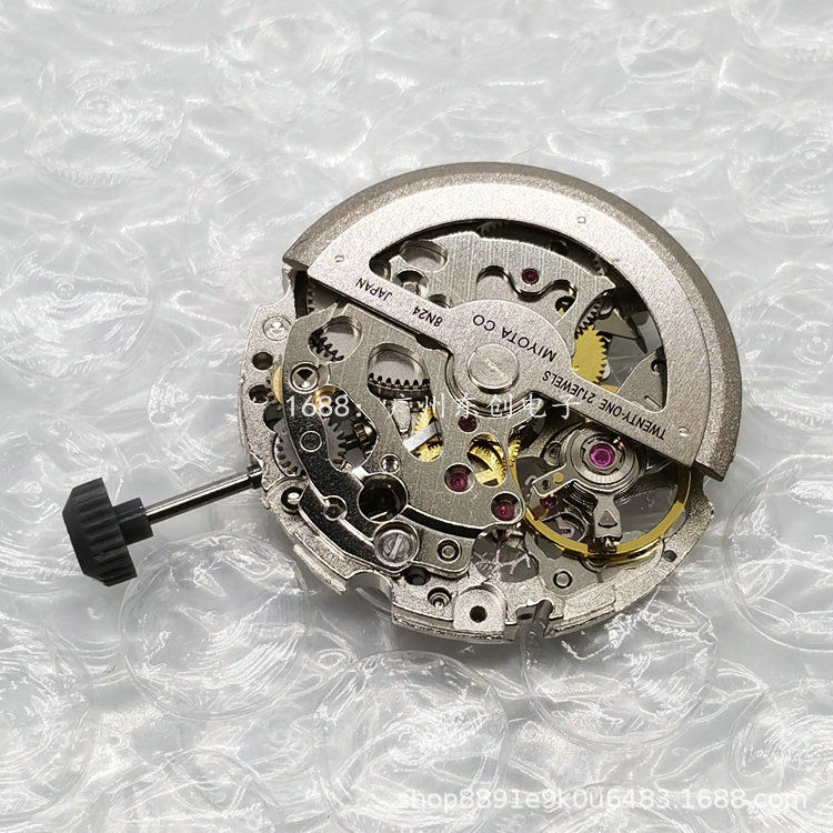 批发 全新8n24全自动机芯机芯三针手表配件表心镂空白色银机零件-阿里