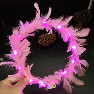 发光花环天使仙女花环羽毛头环新款毛绒网红头饰花环发光玩具