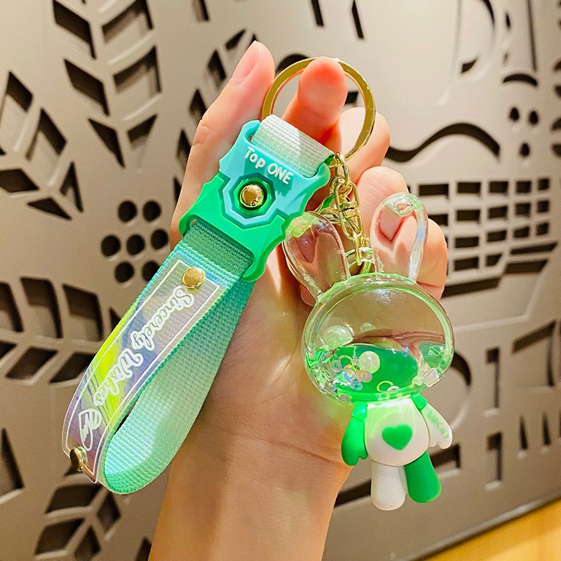 Popular Internet Celebrity Colorful Jelly Love Oil Keychain ECG Rabbit Creative Personalized Bag Couple Pendant Key Chain
