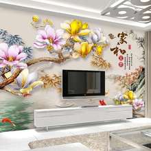 电视背景墙装饰3D沙发新中式壁画5D客厅墙纸8D水晶影视壁画独立站