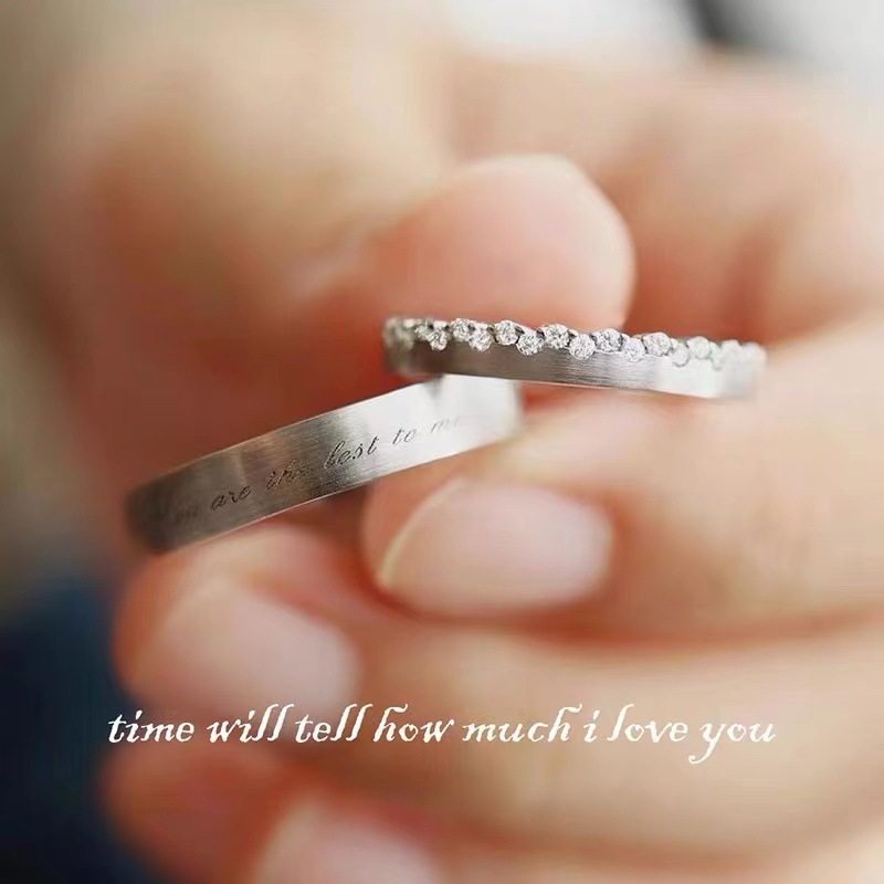 Affordable Luxury Fashion Special-Interest Design Touch True Couple Ring English Letter Open Ring Female Valentine's Day Gift