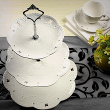 陶瓷水果盘欧式三层点心盘蛋糕盘下午茶甜品盘客厅家用糖果托煜滨