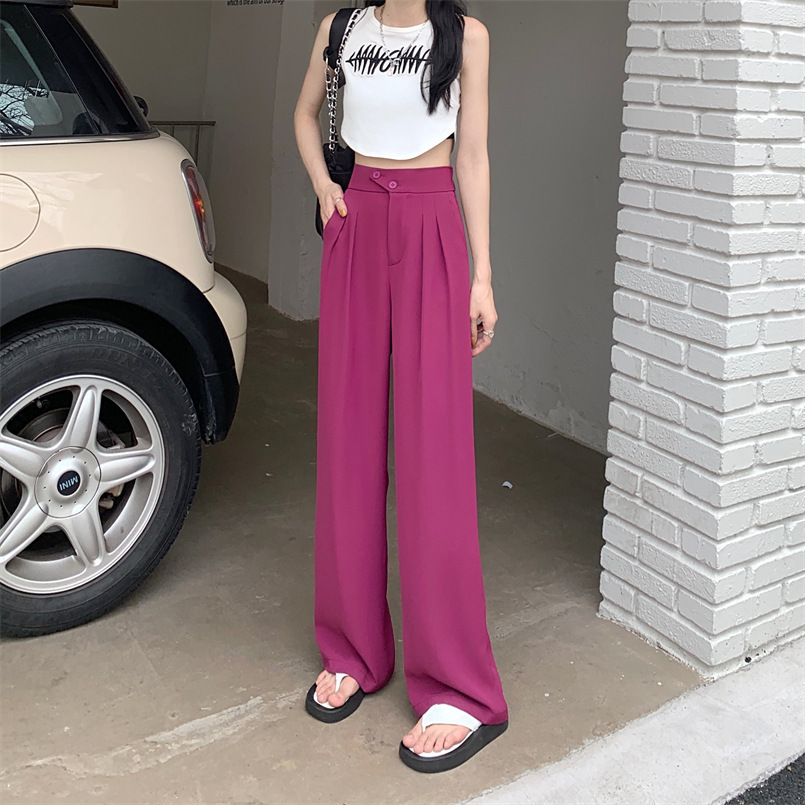 Suit Pants Wide-Leg Pants Women's Summer High Waist Drooping Slimming Versatile Casual Loose Mop Thin Straight Suit Pants