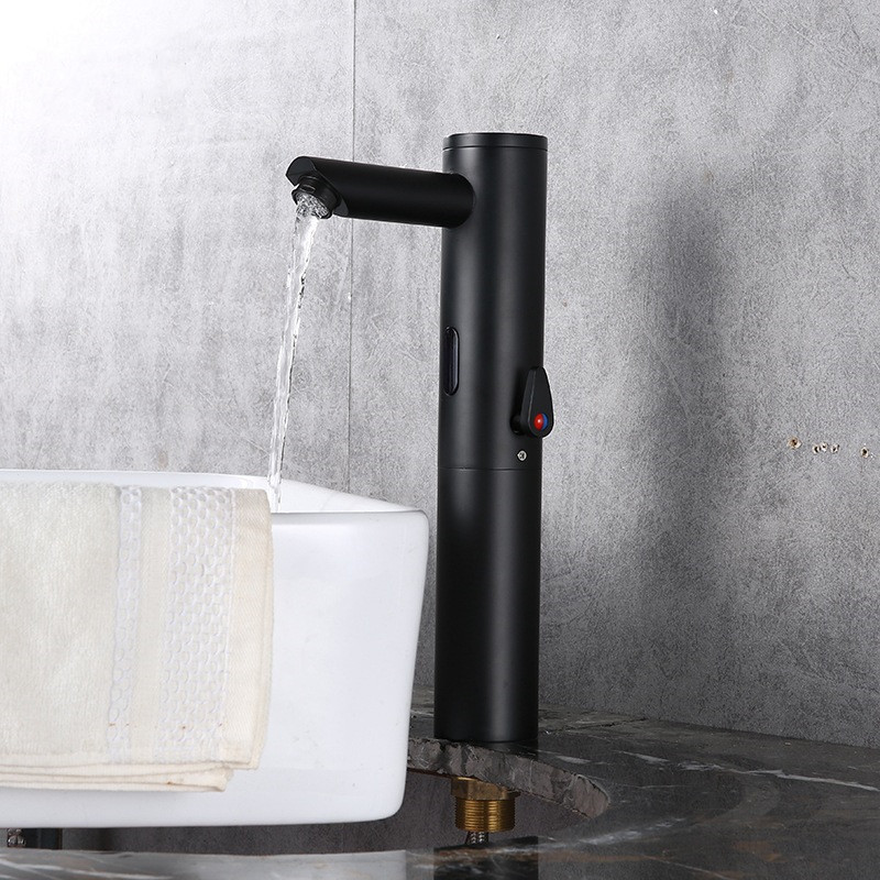 Factory Direct All-Copper Automatic Integrated Hot and Cold Table Basin Black Spray Paint Intelligent Induction Faucet Water Tap