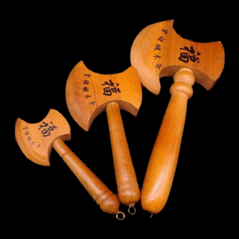 新款桃木工艺品 小斧子 安居 结婚挂件婚庆福字斧头 景点礼品批发