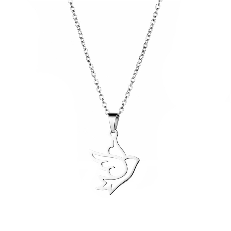 Stainless Steel Necklace Female Creative Simple Glossy Peace Carrier Pigeon Pendant Titanium Steel Bird Clavicle Chain Jewelry Wholesale