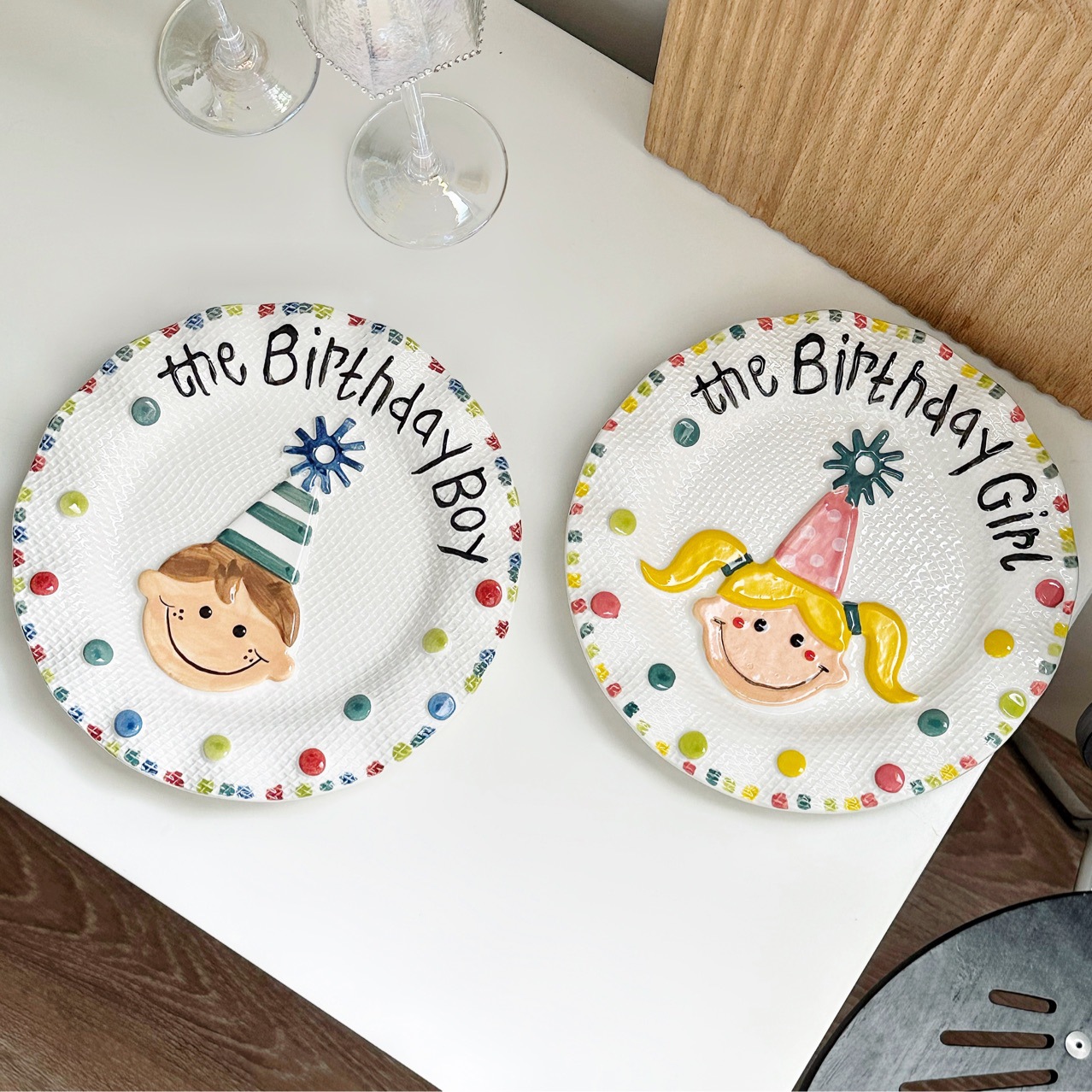 美国陶瓷盘子宝宝生日摆盘生日快乐蛋糕点心盘thebirthdayboygirl