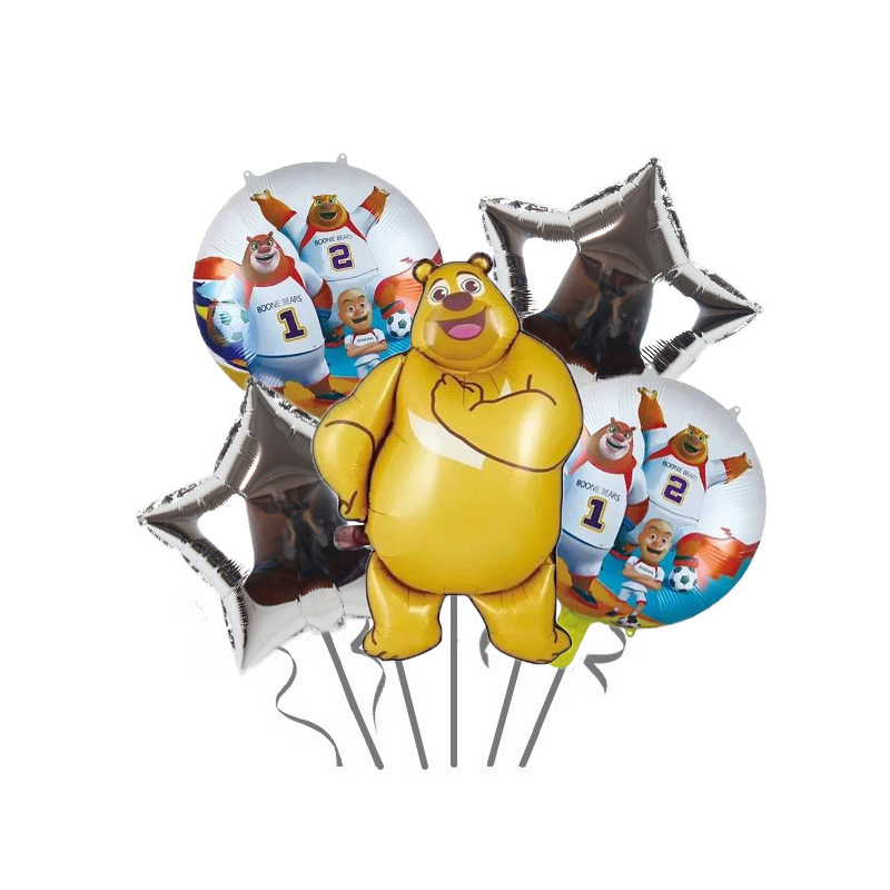 Cartoon Bear Infested Aluminum Film Balloon Bald Johnson Day Party Banquet Background Decoration Bear I Bear Ii Scene Layout