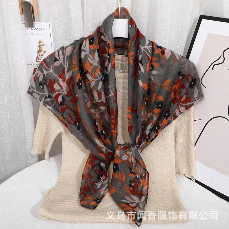 New 90 Square Scarf Fashionable Warm Thin Scarf Silk Scarf Women's Dustproof and Sun Protection Closed Head Scarf Working Small Shawl