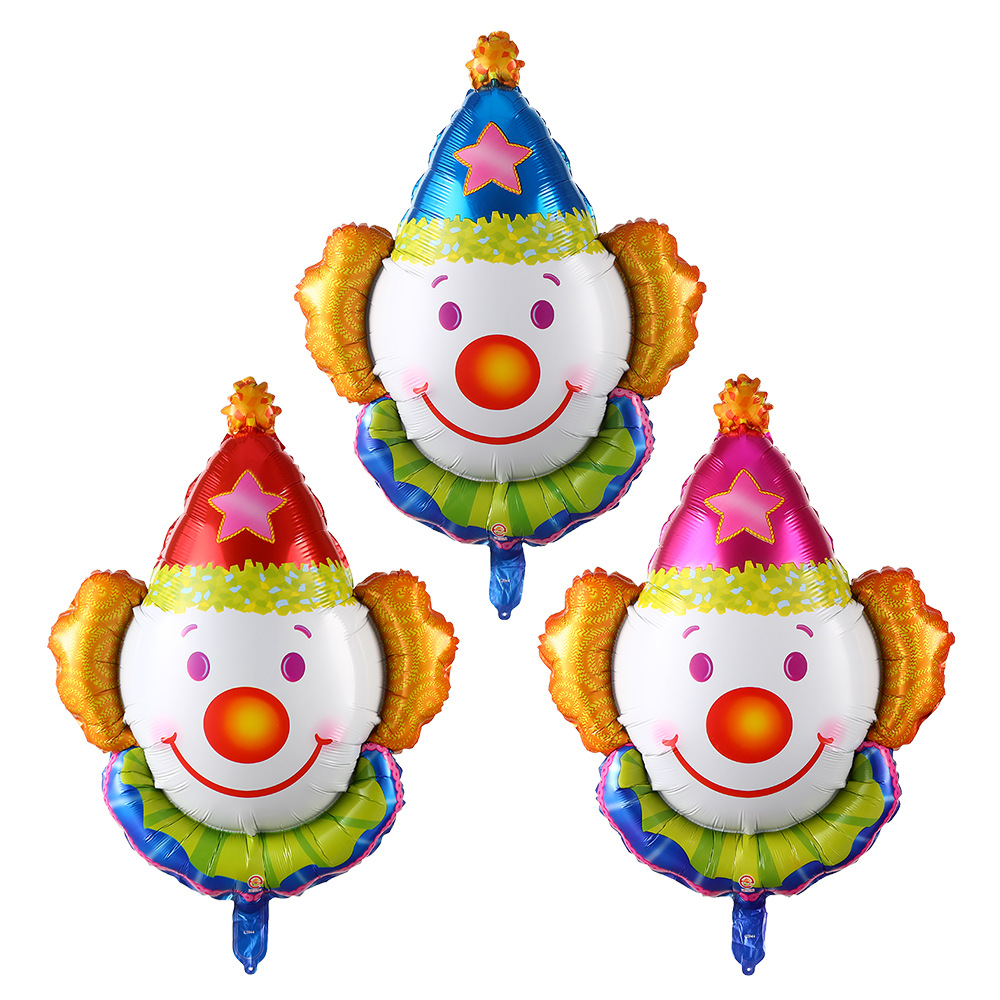 批发马戏团小丑头铝膜气球帽子小丑玩具气球儿童生日场景装饰布置