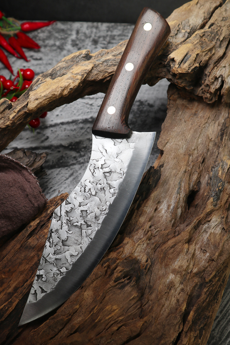 龙泉锻打屠宰剥皮刀宰杀猪牛羊鱼刀猪肉档分割肉剔骨切肉锰钢菜刀