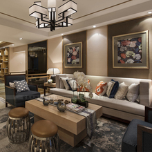 WT9P新中式实木沙发组合客厅轻奢现代简约小大户型禅意样板间酒店