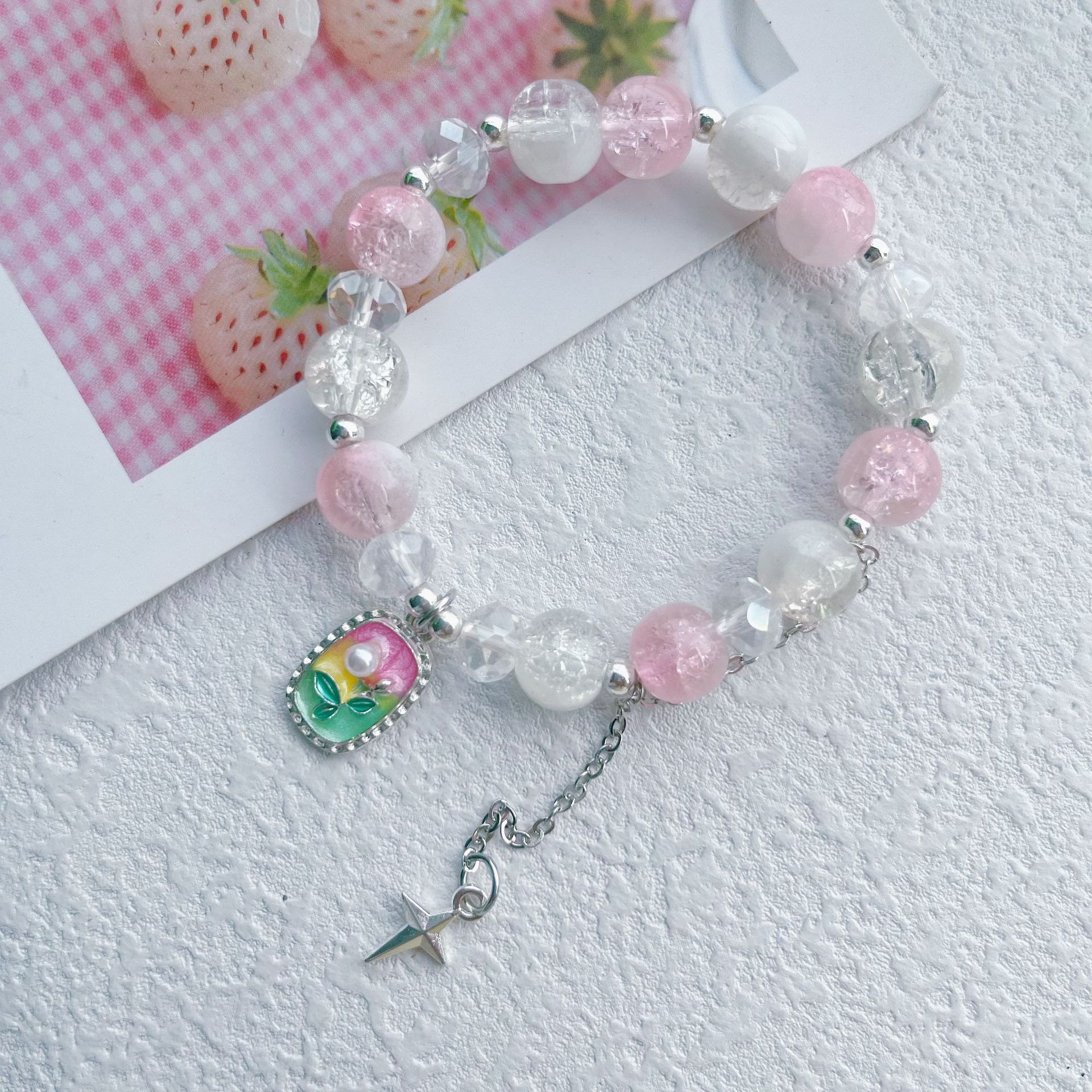 gradient glaze milk-in-water color ice crack bracelet fresh sweet accessory scenic spot stall live broadcast hot bracelet wholesale