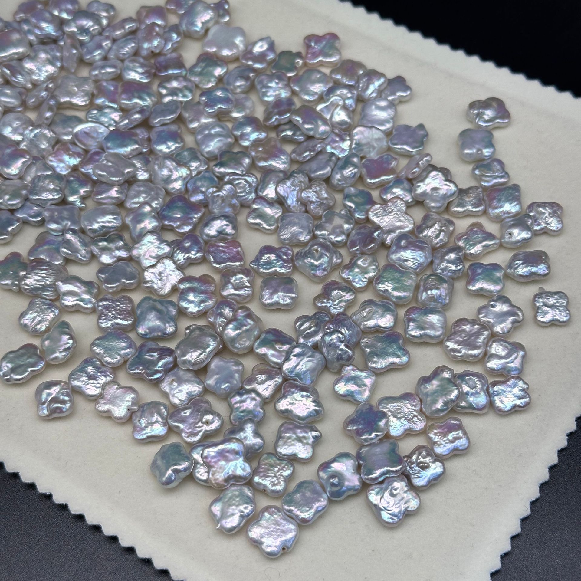 8-11淡水珍珠巴洛克裸珠银蓝光四叶草颗粒批发可diy饰品诸暨珍珠