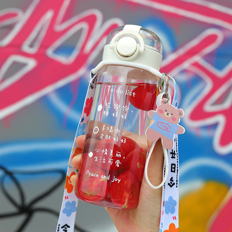 New High-Looking Transparent Bounce Cup Straw Plastic Water Cup Outdoor Portable Large Capacity Student Water Cup Gift Cup