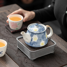 玖田烧陶瓷茶壶手绘花茶壶日式料理餐厅茶具家用泡茶壶高颜值单壶