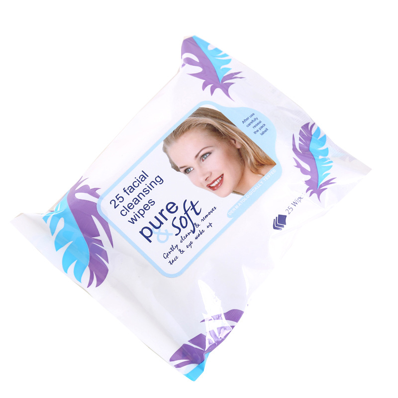 Wet Wipes Manufacturers Women's Makeup Remover Wet Wipes 25 Pieces Wet Wipes Foreign Trade Feather Wet Wipes Disposable Neutrogena Cleansing Towelettes