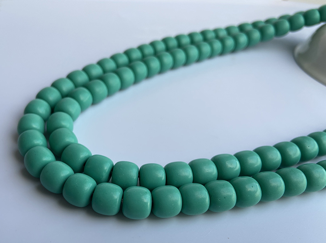 伴生矿二代绿松石菱镁矿优化绿松石佛老型珠108颗手串链蒙变色松