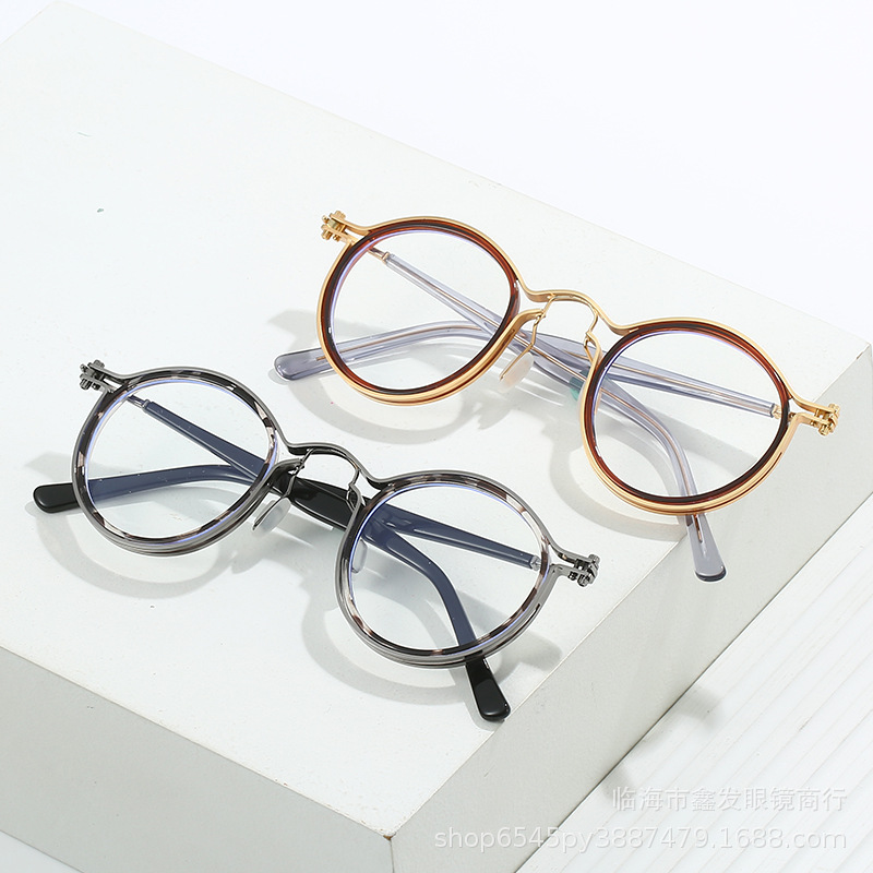 复古圆框防蓝光眼镜板材眼镜架近视光学镜平光镜红雷同款风暴眼镜