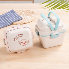 Wheat Straw Lunch Box Japanese-Style Portable Three-Layer Lunch Box
