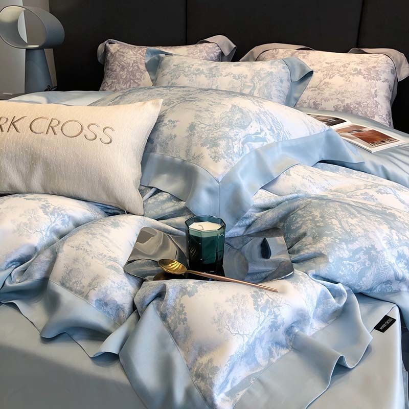 冰丝四件套夏季100支风轻奢裸睡真丝床单被套凉感床上用品4独立站
