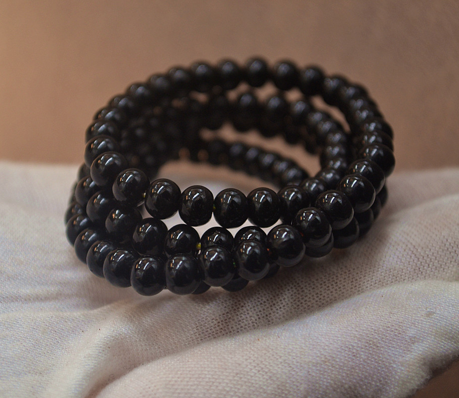 新春工艺6*5mm苹果圆黑椰蒂手链 108颗多圈椰蒂佛珠手链