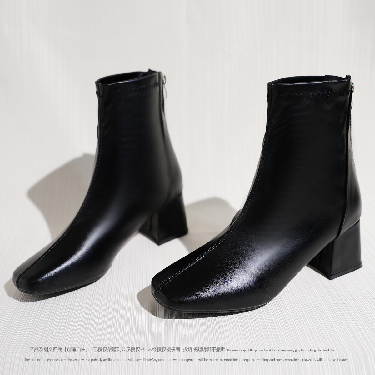 a979粗跟高跟高级感小短靴子女春秋冬新款单靴马丁靴女靴-阿里巴巴