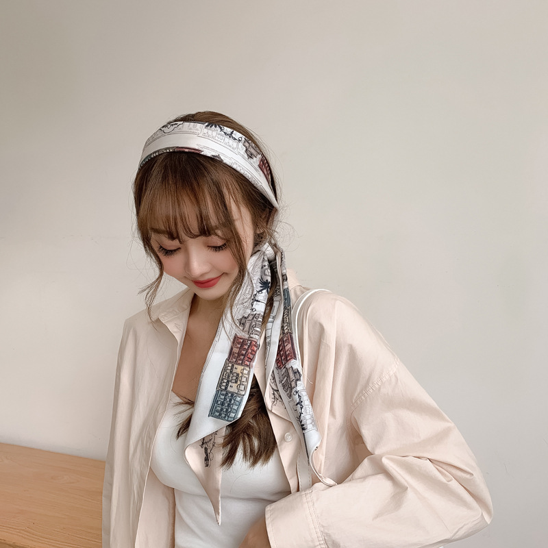 Small Long Narrow Scarf Women's All-Match Spring and Autumn Turtleneck Decorative Suit Thin Scarf Square Scarf Korean Small Scarf