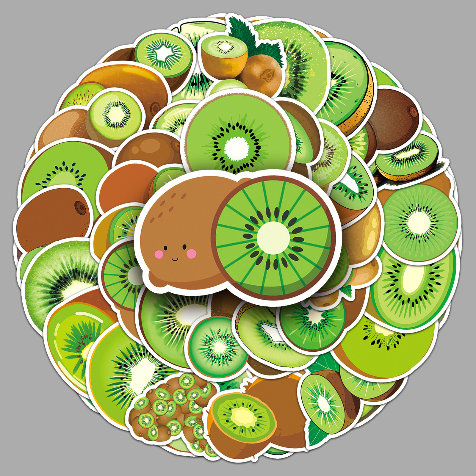 50张猕猴桃奇异果卡通水果食物美食防水装饰手机壳手账行李箱贴纸