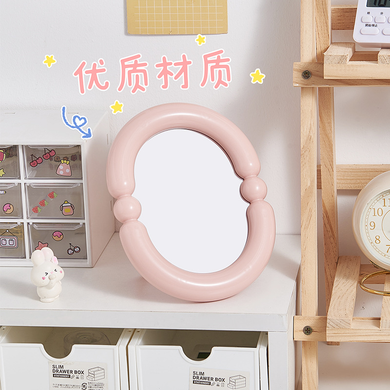 Cartoon Clear Folding Makeup Mirror Portable Portable Desktop Vanity Mirror Square Dormitory Students Desktop Small Mirror