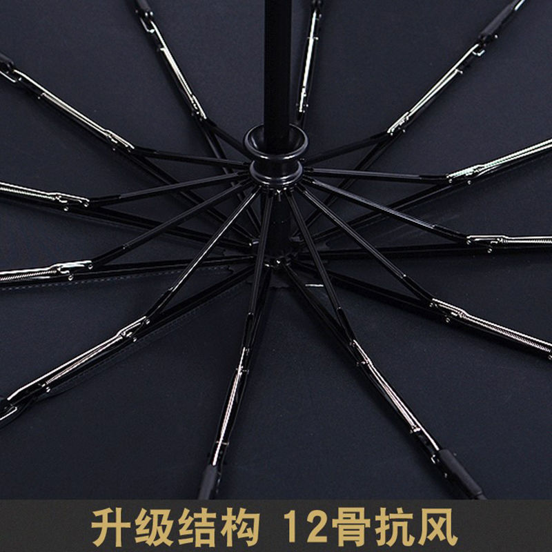 Twelve-Bone Automatic Folding Sun Umbrella Large Wholesale plus-Sized Umbrella Dual-Use Vinyl Sun Protective Sun Umbrella for Men
