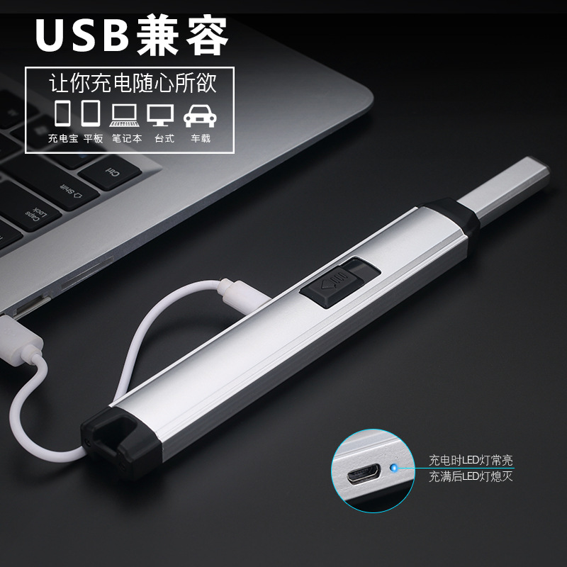 Cross-Border Amazon USB Charging Arc Pulse Burning Torch Kitchen Igniter Outdoor Barbecue Camping Cigarette Lighter