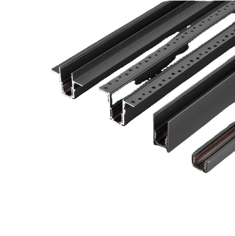 欧美跨境磁吸轨道嵌入式明装暗装吊装批灰预埋式无主灯导轨轨道条