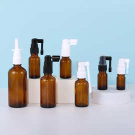 厂家新款 5-100ml长嘴摇杠象鼻喷雾瓶鼻腔口腔喷雾器玻璃直喷喷瓶