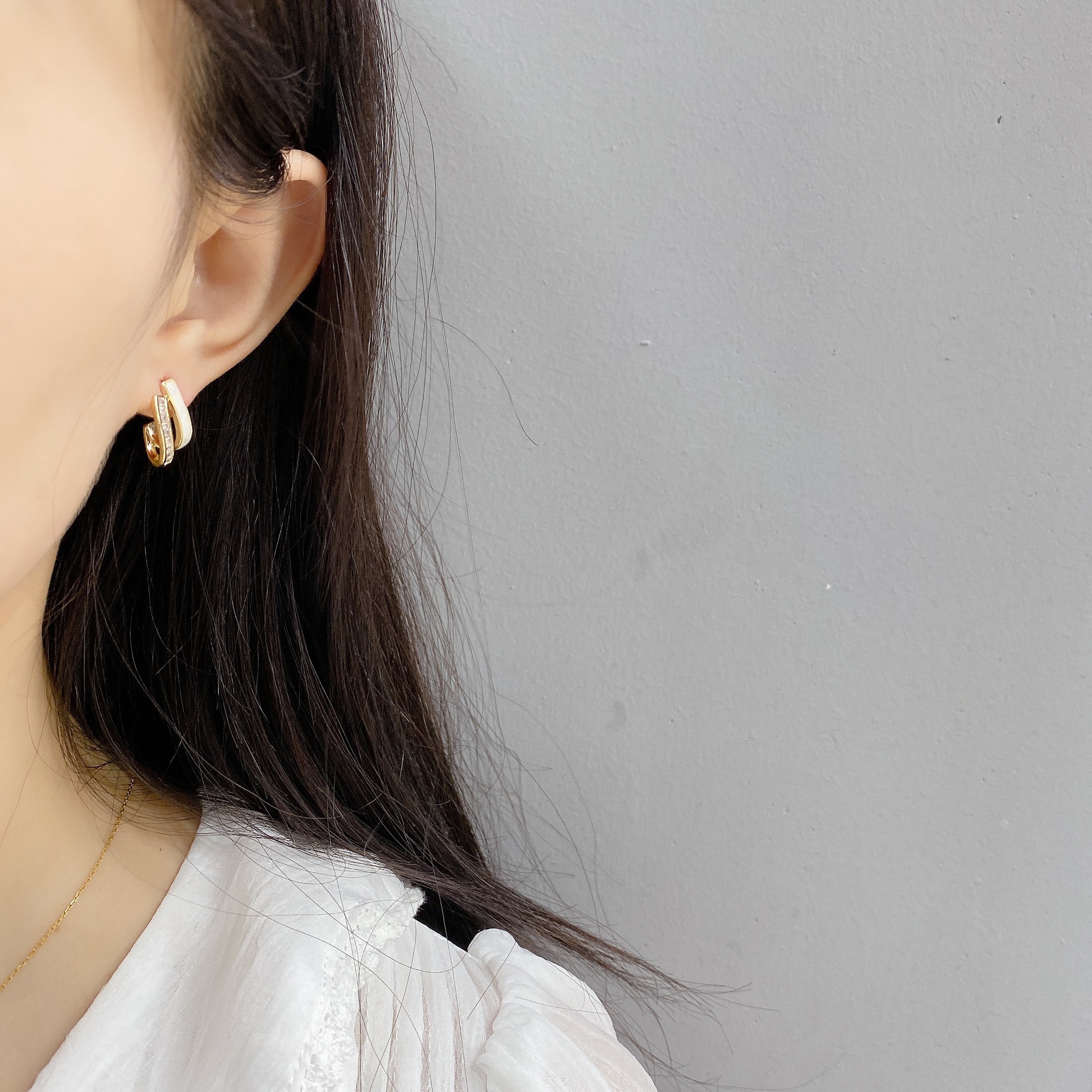 Double-Layer Stud Earrings for Women Summer Simplicity Korean Earrings S925 Auricular Needle High-Grade Earrings Earrings 2023 New Fashion