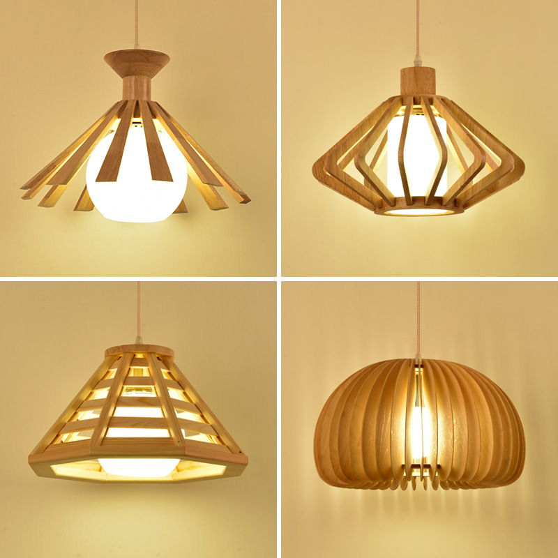 日式吊灯个性创意餐厅灯松果北欧简约实木灯榻榻米卧室书房木质灯