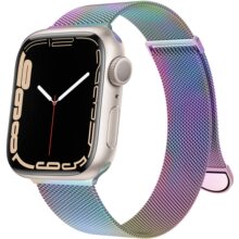 适用苹果iWatch8米兰尼斯磁吸半圆形表带Apple Watch7SE不锈钢腕