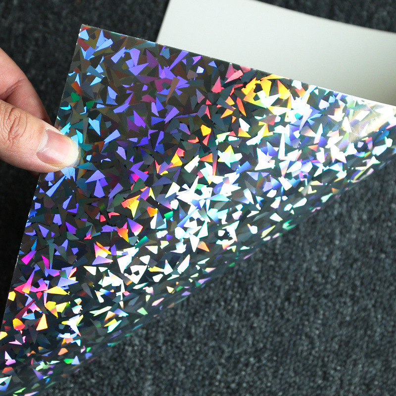 0成交2025张透明pvc炫彩镭射背胶镭射膜透明底贴纸玻璃碎卡纸diy可